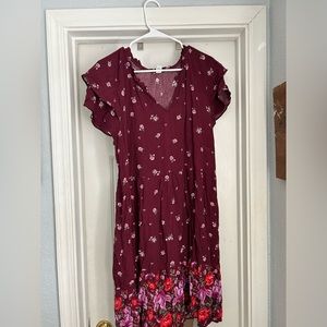 Old Navy Burgundy Floral Mini Dress